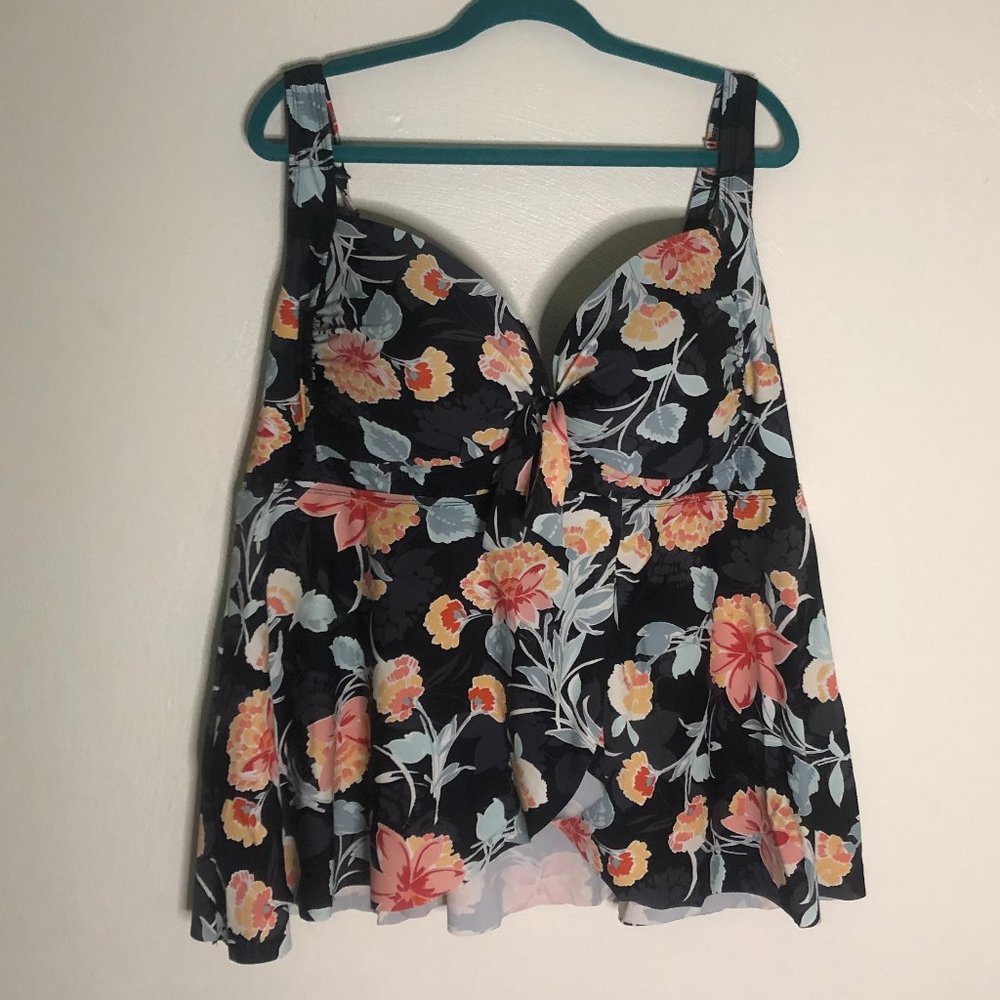 TORRID 3 Floral Underwire Swim Tankini Top